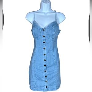 Iris Light Blue Snap Up Denim Dress Women’s Size Large